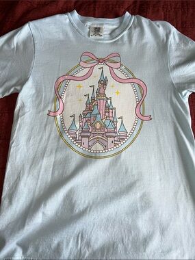 White Womens Castle Graphic Tee with Pink Accents